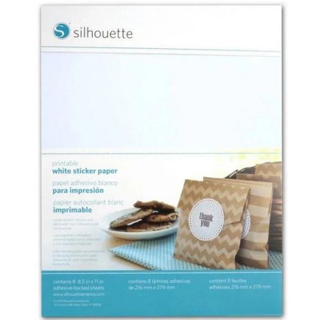 Silhouette printbaar wit stickerpapier 21,5 x 28 cm met 8 vellen voor print en cut projecten
