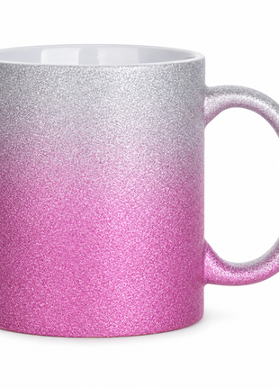 330ml (11oz) Glitter Mok Zilver/Roze voor sublimatie