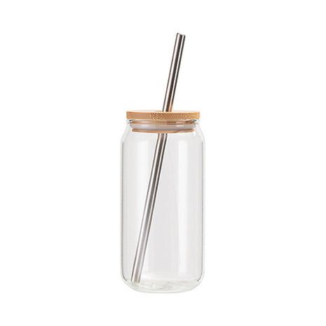 sublimatie glas 550ml bamboe deksel rietje frosted beker