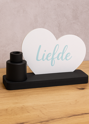 sublimatie hart met vaasje houten plankje gepersonaliseerd cadeau