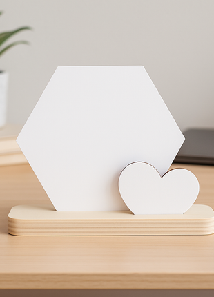 sublimatie plankje hexagon hart houten decoratie gepersonaliseerd