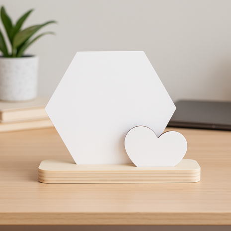 sublimatie plankje hexagon hart houten decoratie gepersonaliseerd