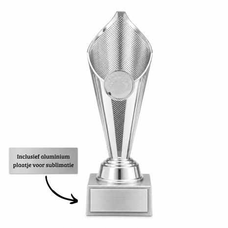 Zilveren Kunststof Trofee – Klassieke Sportprijs  (Geschikt voor sublimatie)